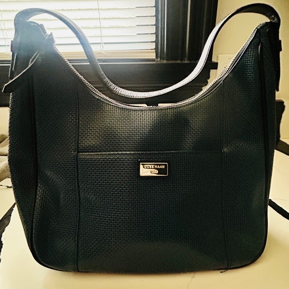 Cole Haan Handbags - Cole Haan Navy Blue Textured Leather Hobo Shoulder Bag